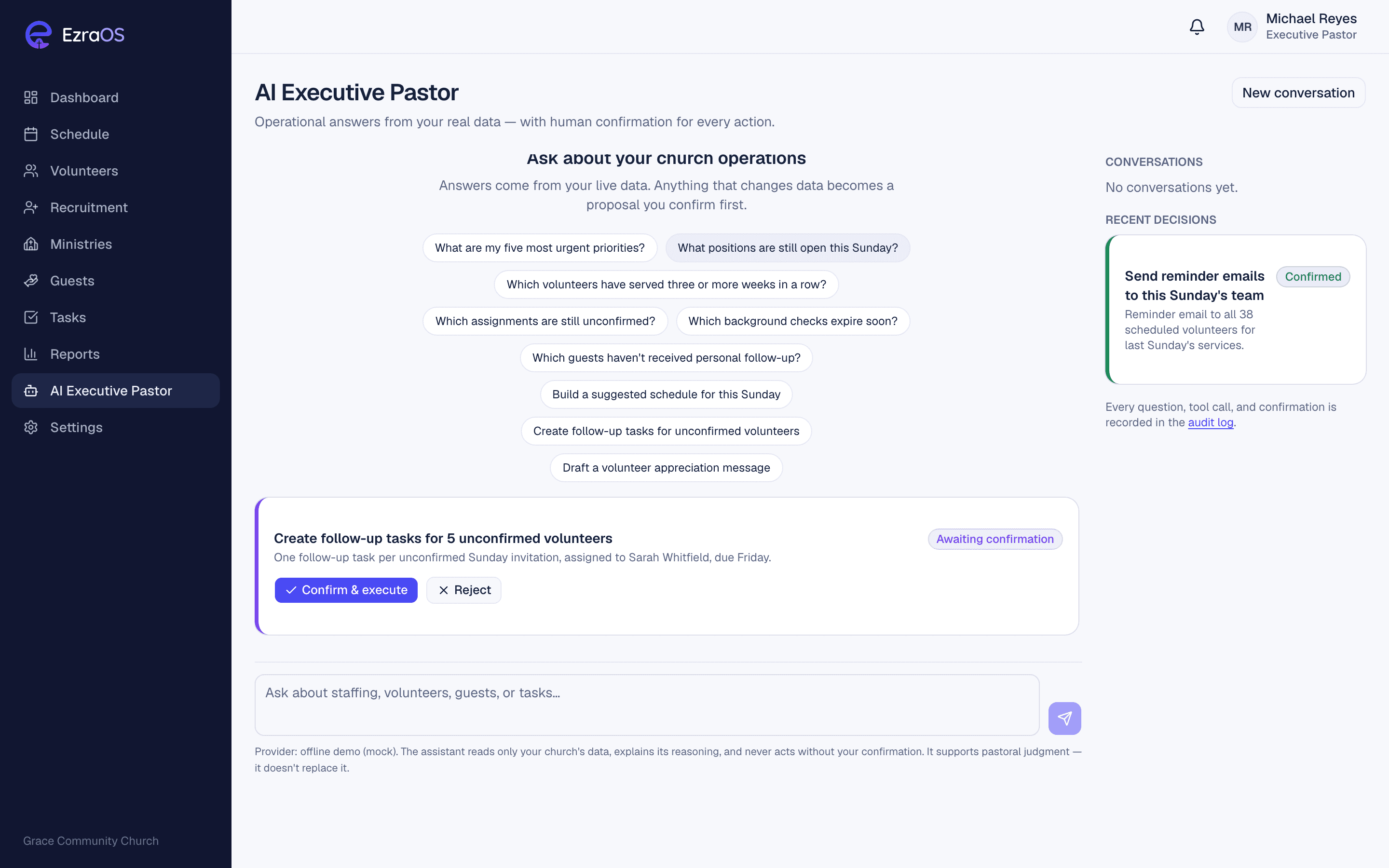 AI Executive Pastor in EzraOS